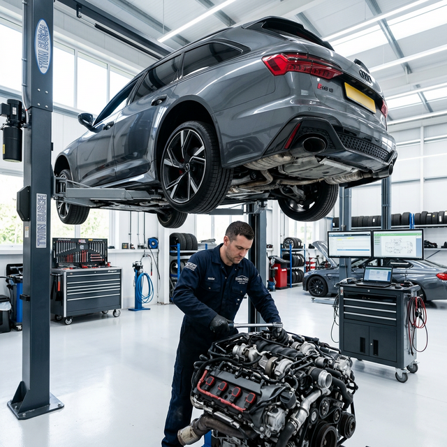 Taller mecánico atendiendo clientes